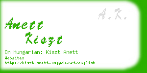 anett kiszt business card